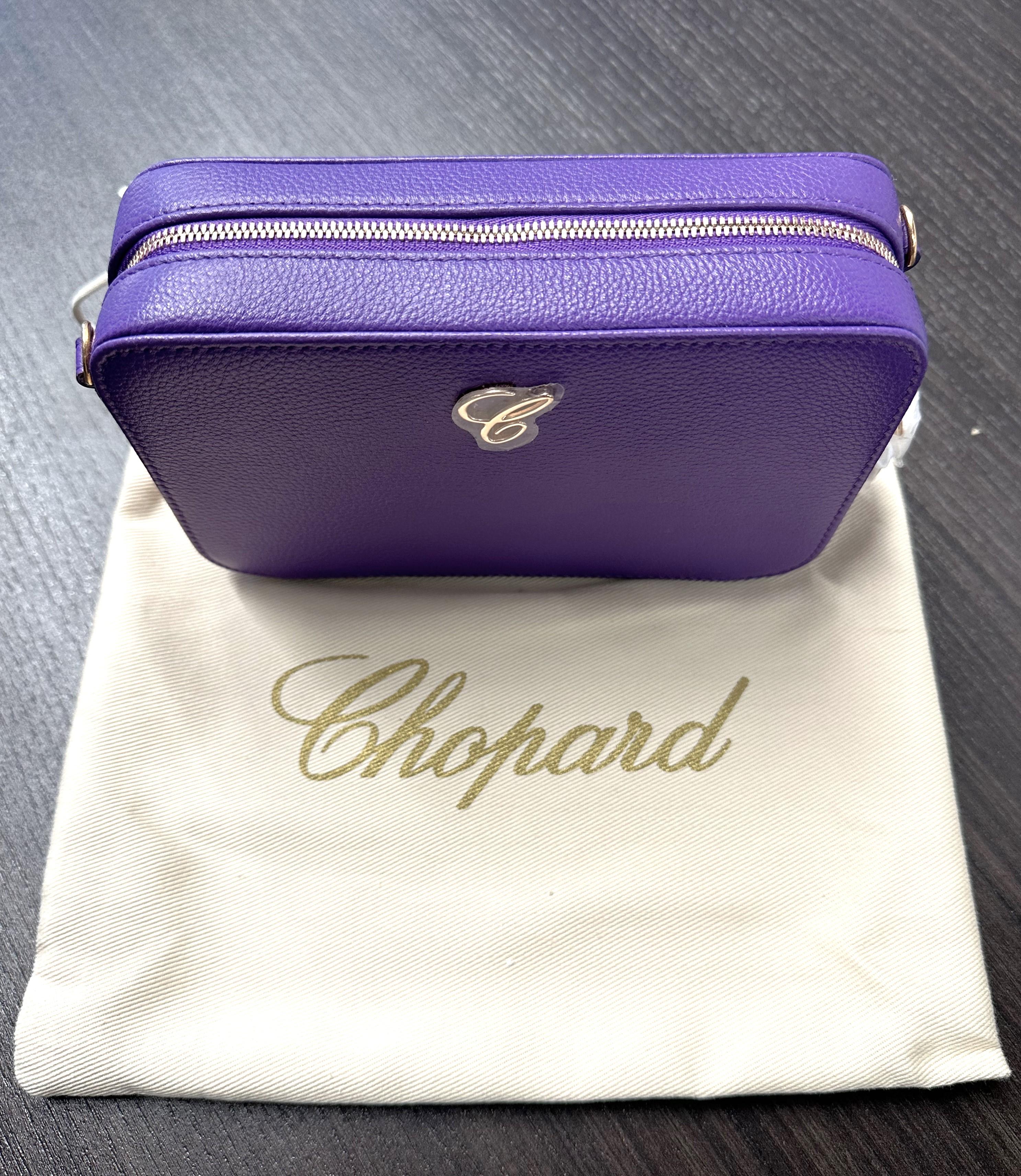 Chopard Happy Hearts Purple Grained Leather Mini Chain Handbag 95000-1180 For Sale 3