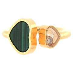 Chopard Happy Hearts Ring 18k Yellow Gold and Malachite with Floating Diamonds
