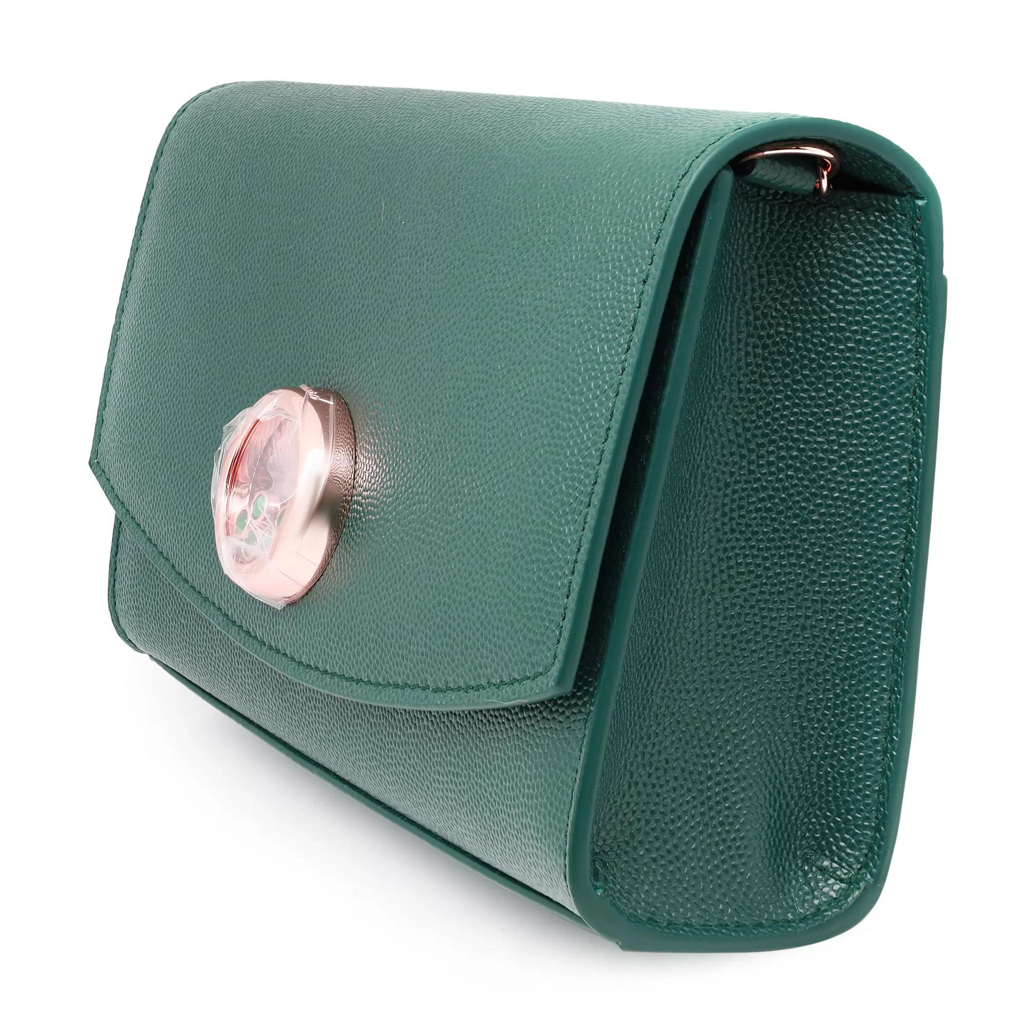 Chopard Happy Malachite Cabochons Green Grained Leather Handbag 95000-0991 In New Condition For Sale In New York, NY