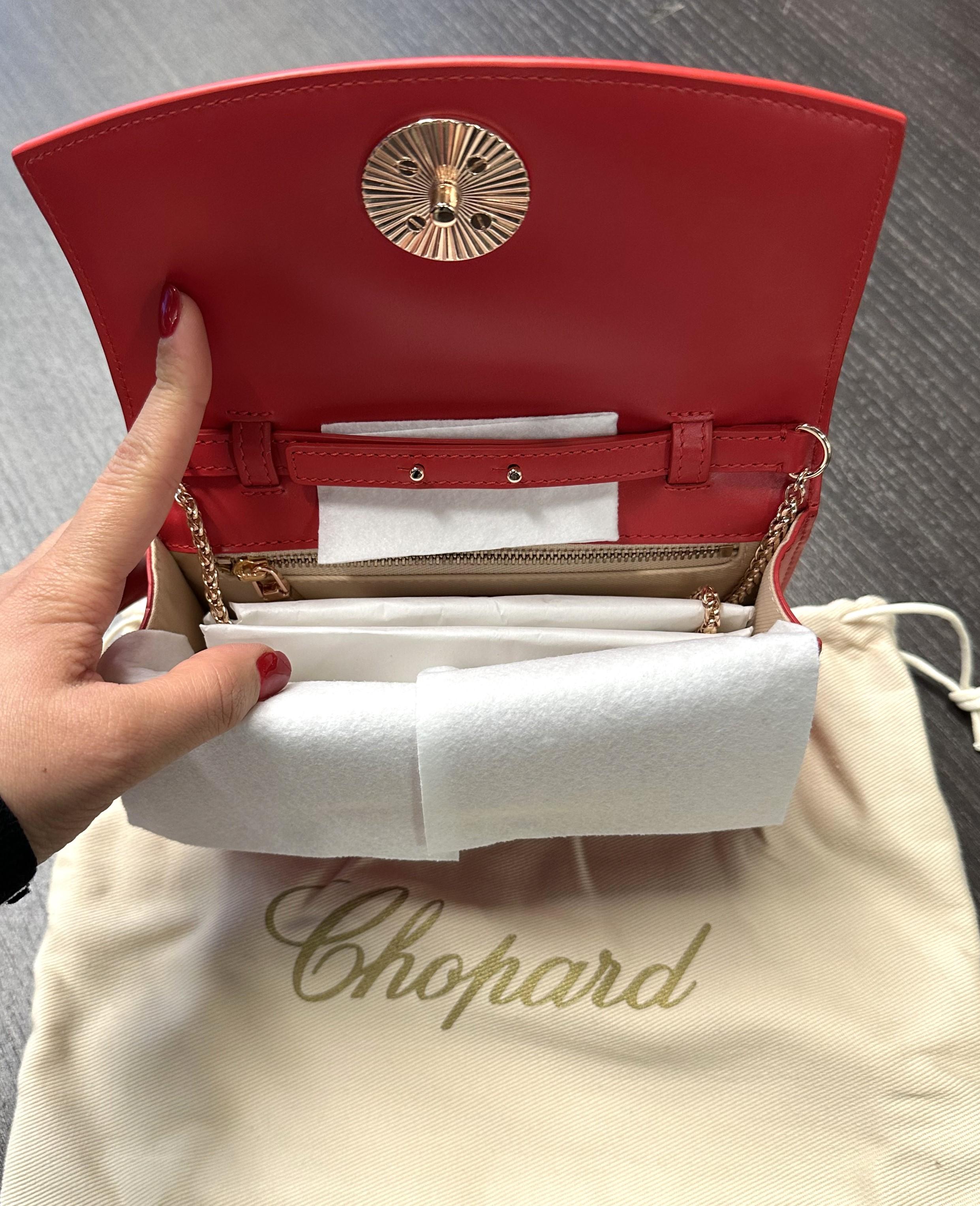 Bolso cruzado de piel roja con cabujones de nácar Happy Chopard 95000-1092 en venta 1