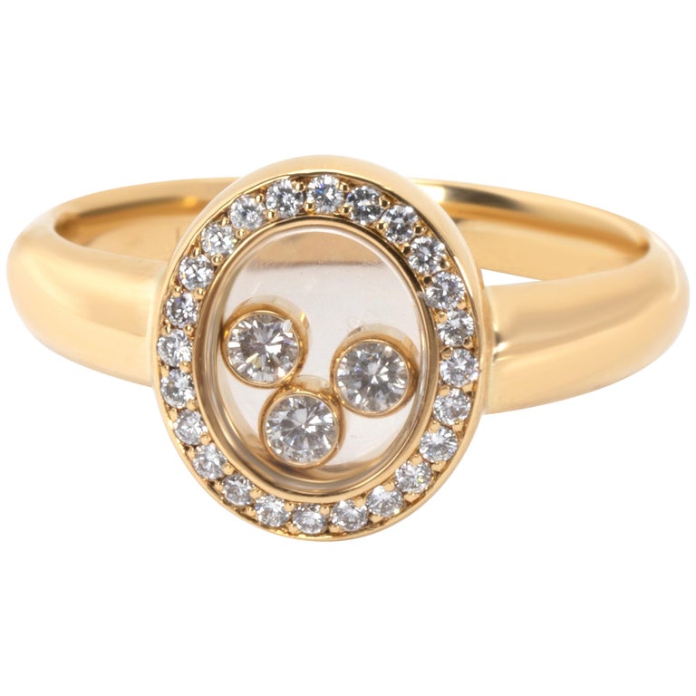 Chopard Happy Oval Diamond Ring in 18 Karat Yellow Gold 0.23 Carat For ...
