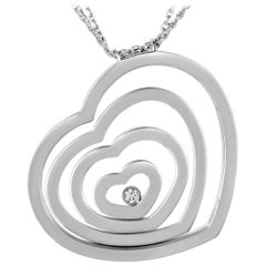 Chopard Happy Spirit 18 Karat White Gold Diamond Heart Pendant Necklace