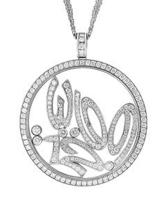 Chopard Happy Spirit 18 Karat White Gold Diamond Pendant Necklace Large, Estate