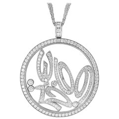 Chopard, grand collier pendentif Happy Spirit en or blanc 18 carats avec diamants, ancienne propriété