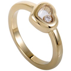Chopard Happy Spirit 18 Karat Yellow Gold Floating Diamond Small Heart Ring