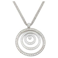 Chopard Happy Spirit 18K Gold Diamond 32mm Pendant Necklace Floating