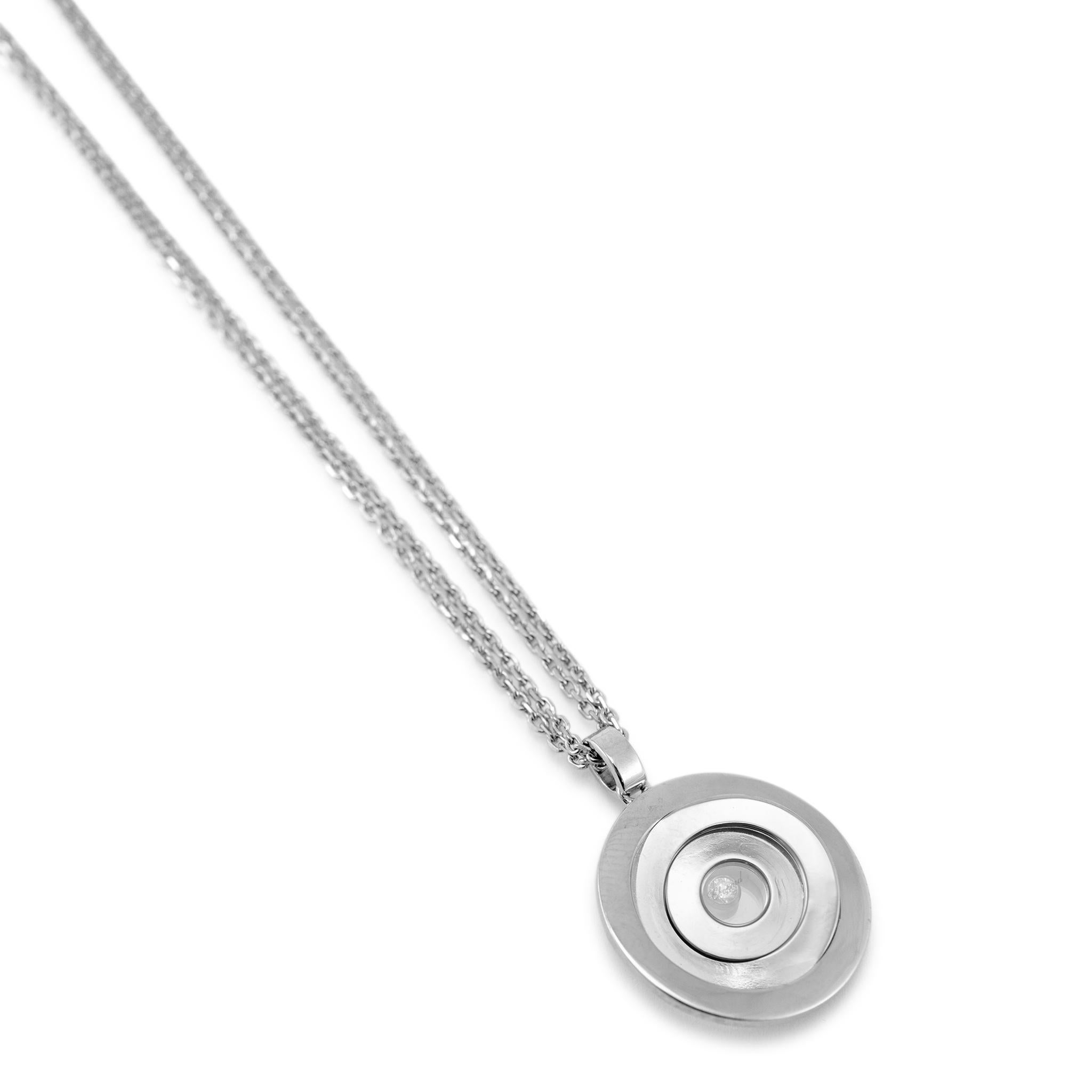 Round Cut Chopard Happy Spirit 18K White Gold Diamond Pendant Necklace For Sale
