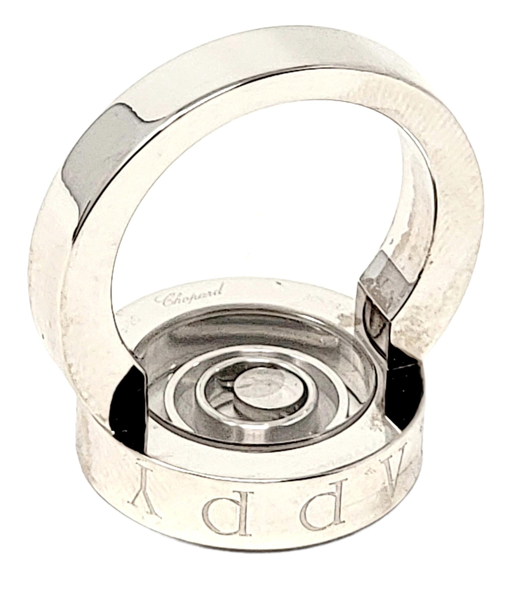 Chopard Happy Spirit Circle Ring with Floating Diamond in 18 Karat White Gold For Sale 6