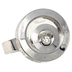 Anello Chopard Happy Spirit Circle con diamante fluttuante in oro bianco 18 carati