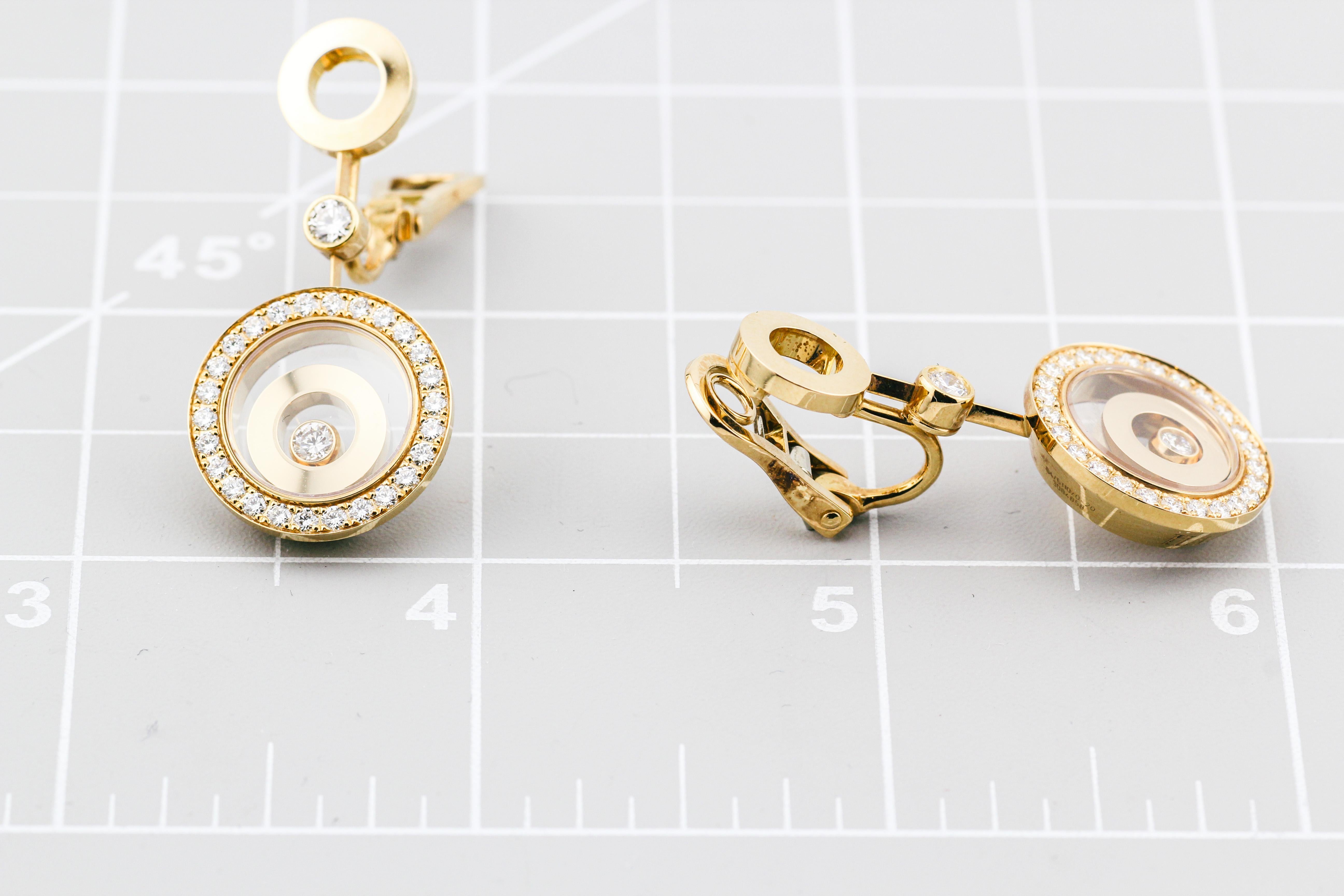 Chopard Happy Spirit Diamond 18k Rose Gold Drop Earrings For Sale 1