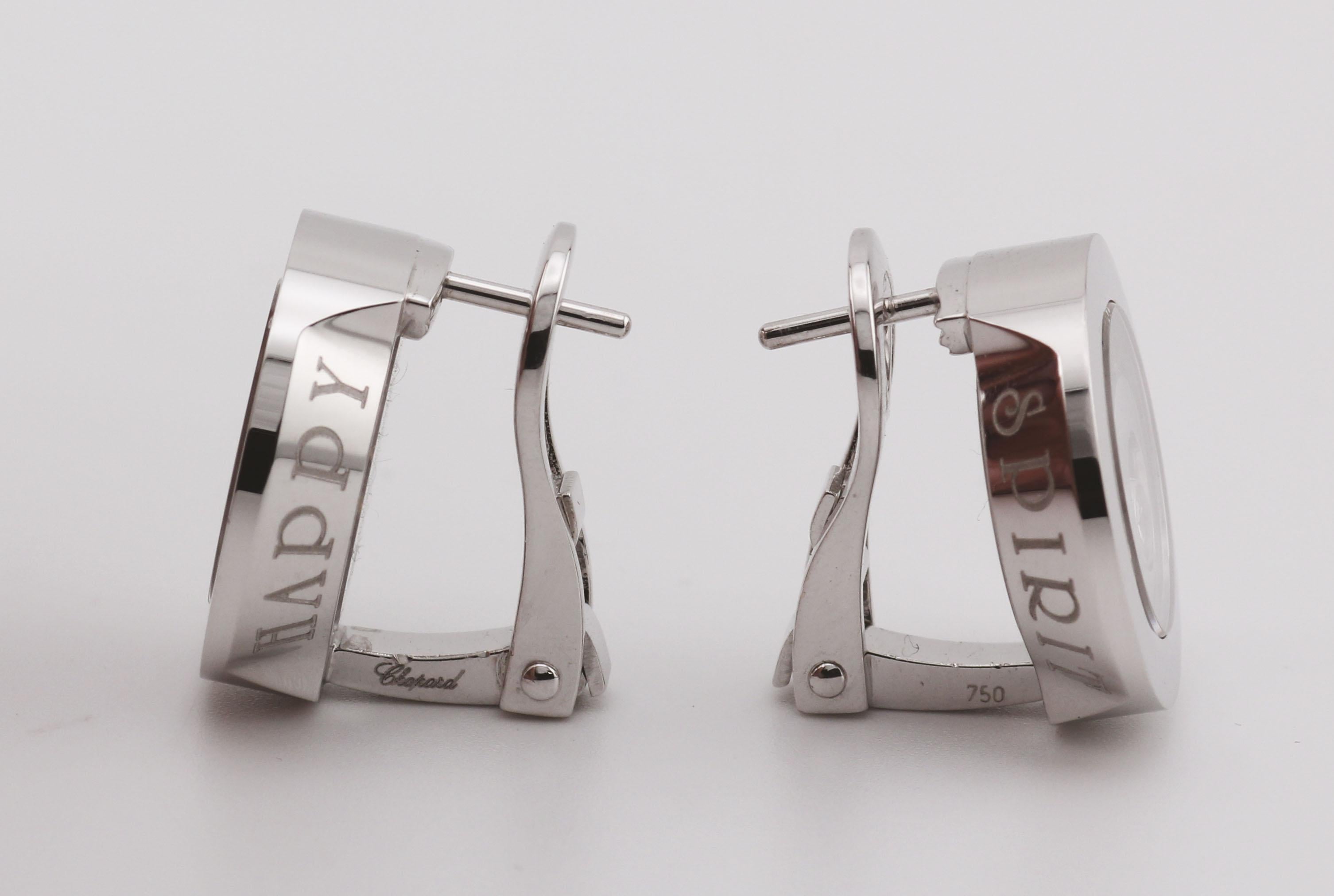 Brilliant Cut Chopard Happy Spirit Diamond 18k White Gold Clip Earrings