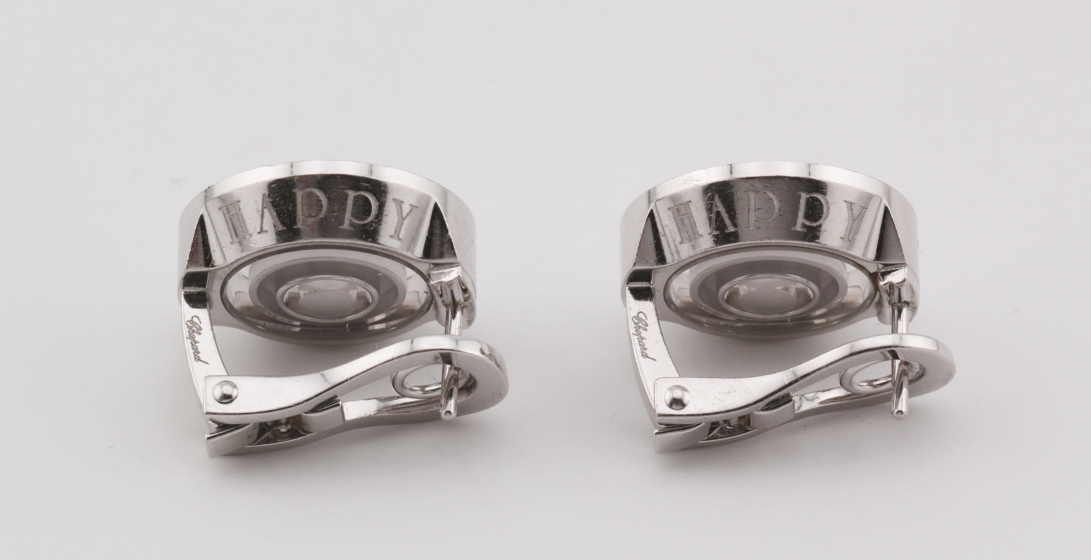 Orecchini a clip Chopard Happy Spirit con diamante in oro bianco 18 carati In condizioni buone in vendita a Simpsonville, SC