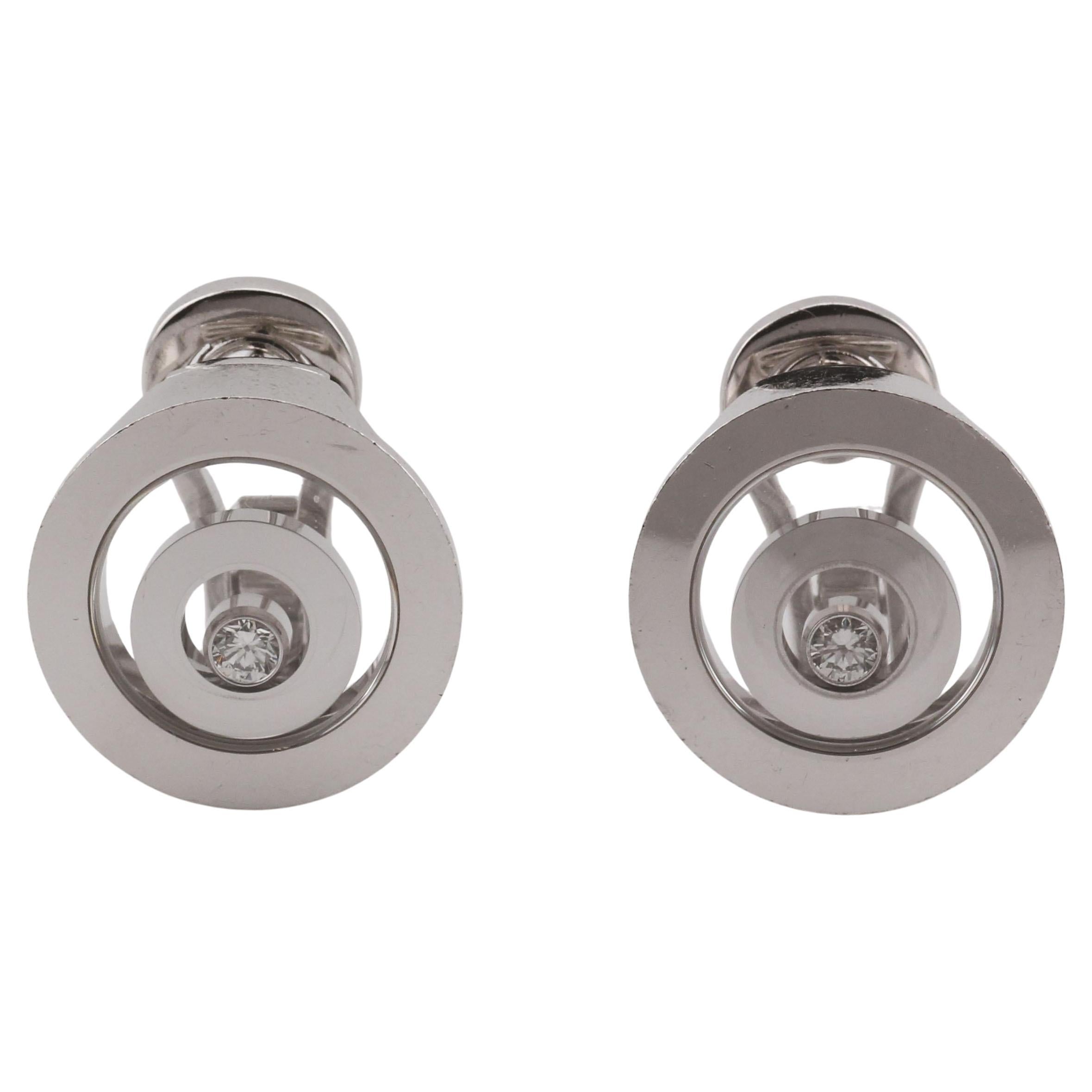 Chopard Boucles d'oreilles Clips en or blanc 18k avec diamants Happy Spirit