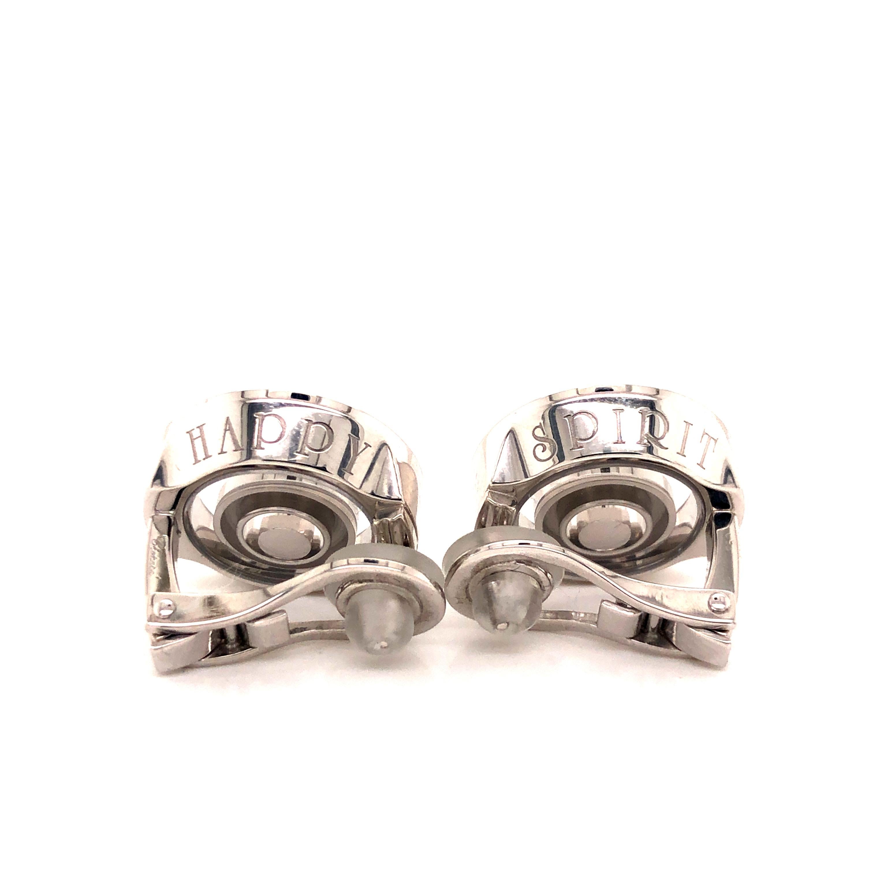 Chopard Happy Spirit Diamond 18k White Gold Large Earrings In Excellent Condition In MIAMI, FL