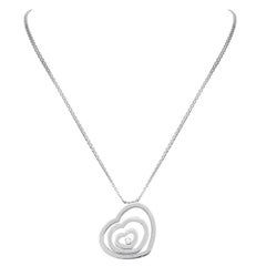 Chopard Happy Spirit Diamond 18K White Gold Floating Heart Pendant Necklace