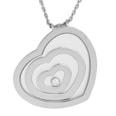 Chopard Happy Spirit Diamond 18K White Gold Floating Heart Pendant Necklace