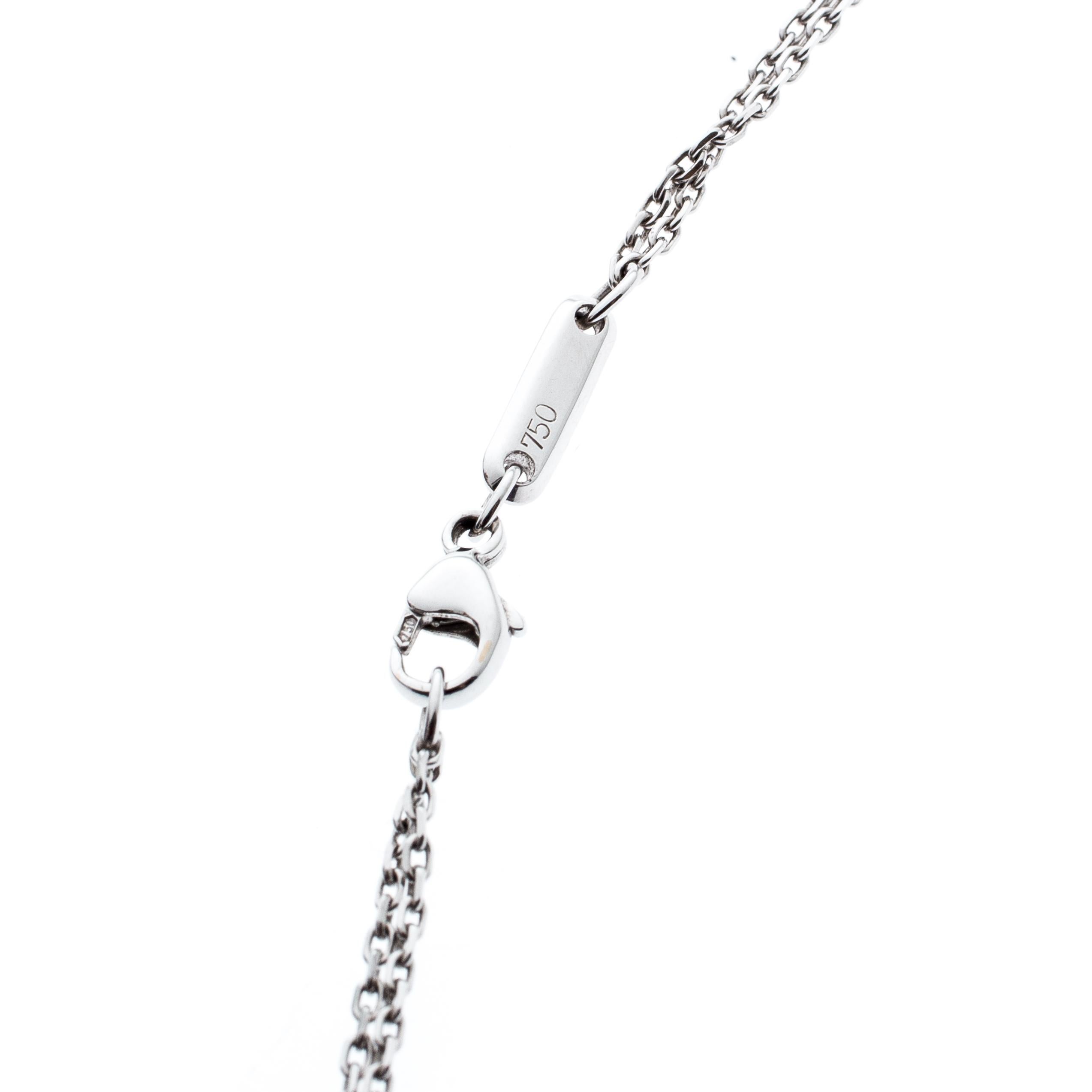 Women's Chopard Happy Spirit Diamond 18K White Gold Pendant Double Chain Necklace