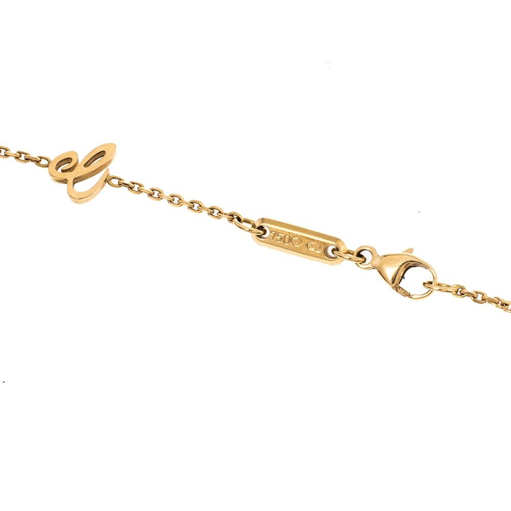 Chopard Happy Spirit Diamond 18K Yellow Gold Pendant Necklace In Fair Condition In Dubai, Al Qouz 2