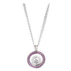 Chopard Happy Spirit Diamond and Pink Sapphire Necklace in 18K Gold 0.33 Carat