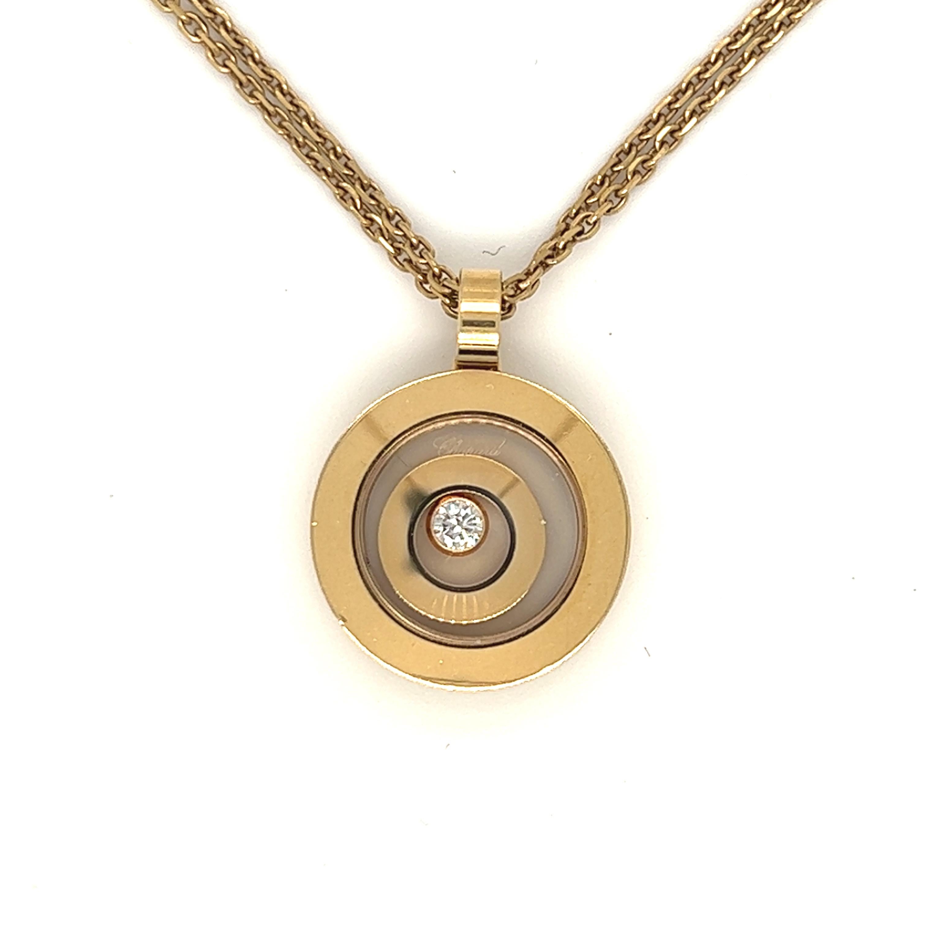 Chopard Happy Spirit Diamant-Anhänger Doppelstrang-Kette 18K Gelbgold für Damen oder Herren