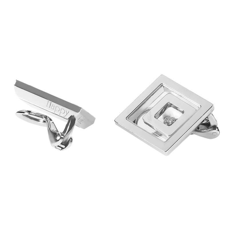 Chopard Happy Spirit Diamond White Gold Square Clip-On Earrings In New Condition In Southampton, PA