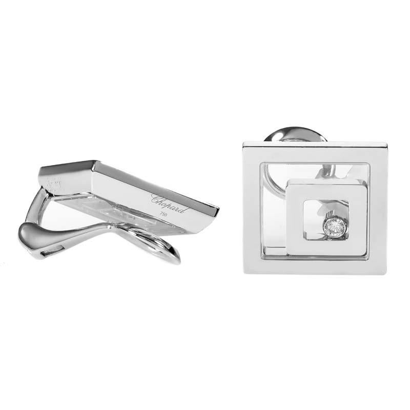 Women's Chopard Happy Spirit Diamond White Gold Square Clip-On Earrings