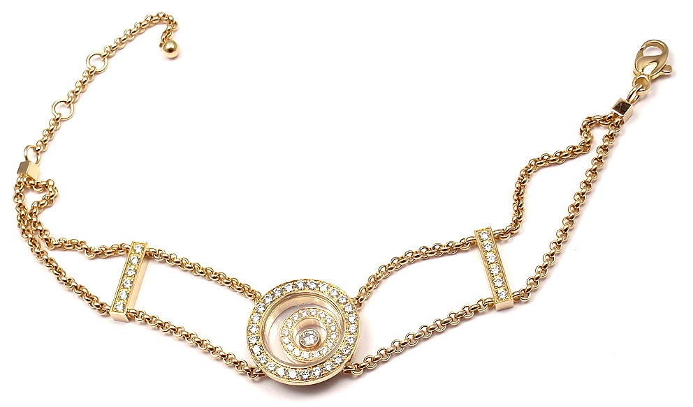 Women's Chopard Happy Spirit Diamond Yellow Gold Bracelet For Sale