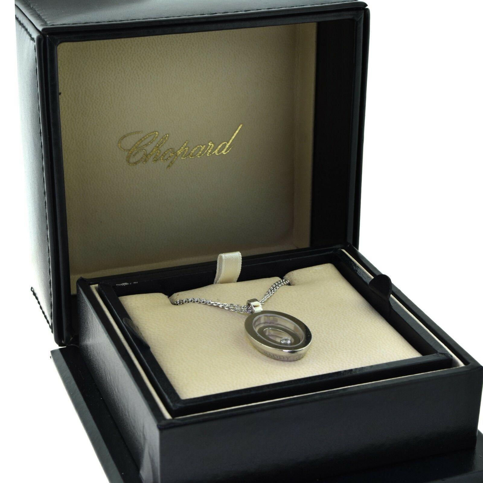 Women's or Men's Chopard Happy Spirit Floating Diamond 18 Karat White Gold Pendant Necklace