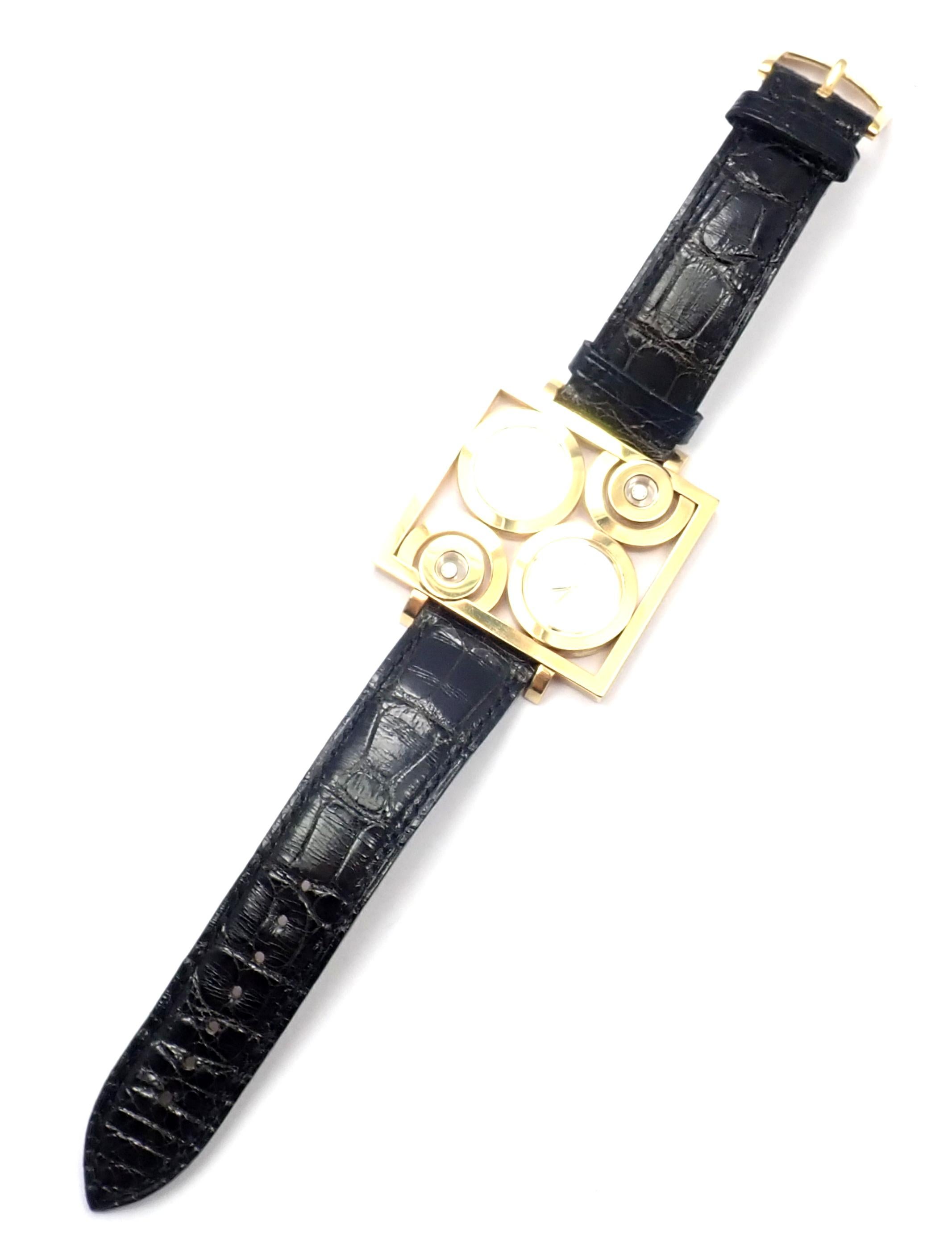 Chopard Happy Spirit Floating Diamond Yellow Gold Large Watch In New Condition In Holland, PA