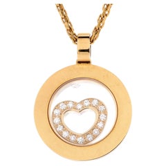 Chopard Happy Spirit Floating Heart Pendant Necklace 18k Yellow Gold