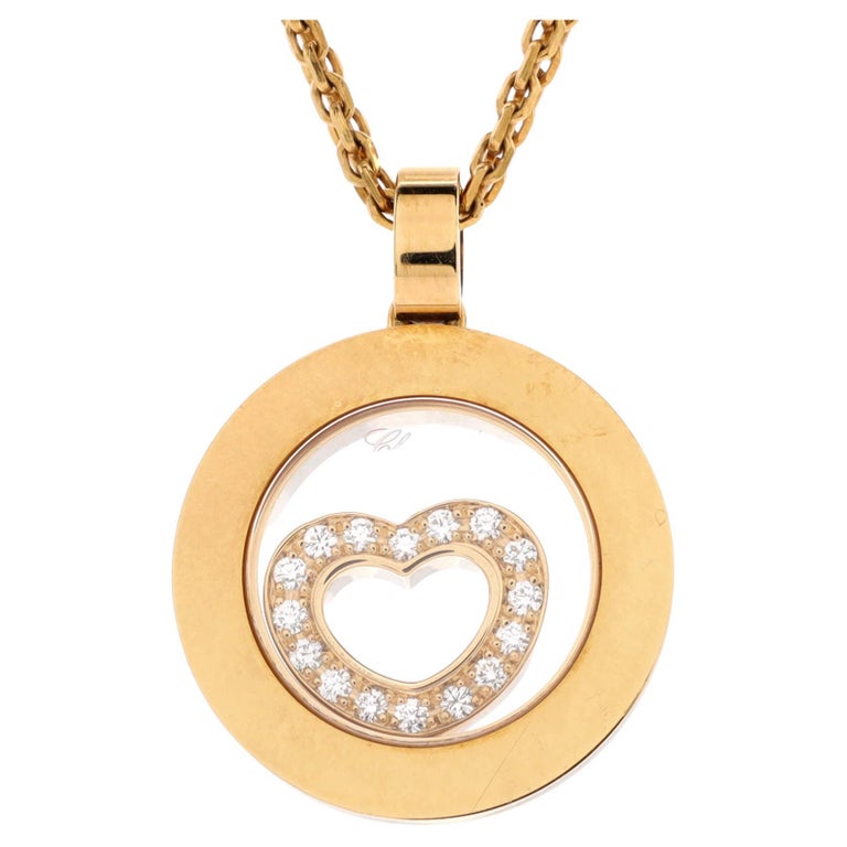 Chopard Happy Spirit Floating Heart Pendant Necklace 18k Yellow Gold For  Sale at 1stDibs