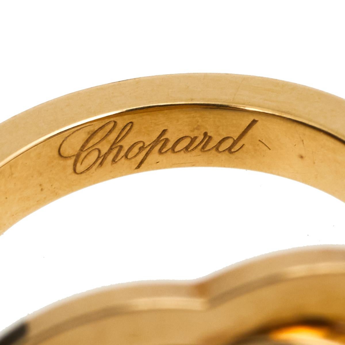 Chopard Happy Spirit Heart Diamond 18k Yellow Gold Cocktail Ring Size 51 In Good Condition In Dubai, Al Qouz 2