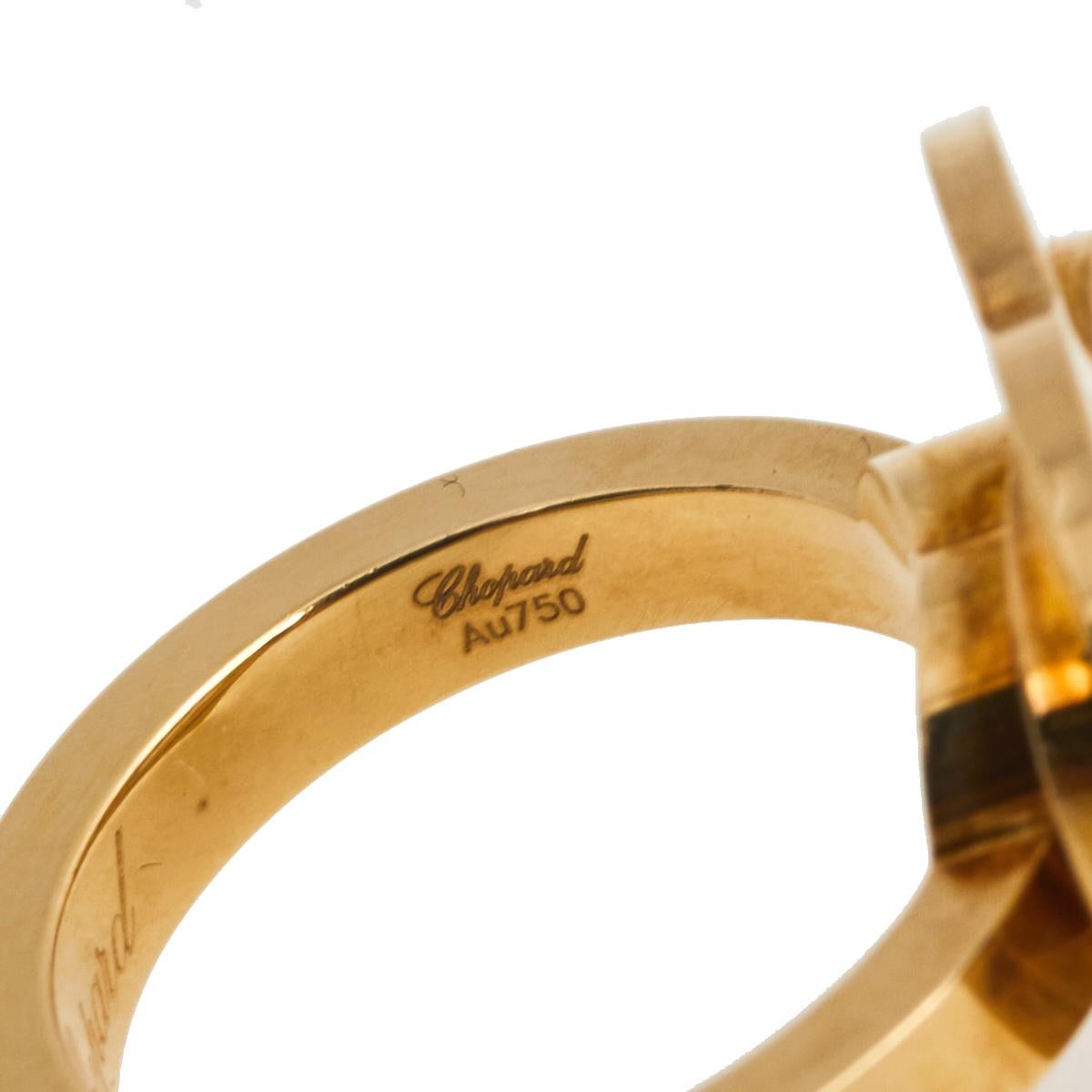 Chopard Happy Spirit Heart Diamond 18k Yellow Gold Cocktail Ring Size 51 2
