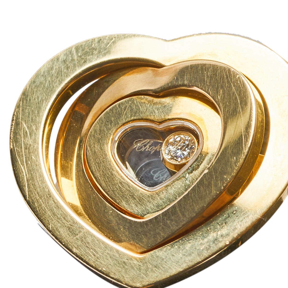 Chopard Happy Spirit Heart Diamond 18k Yellow Gold Cocktail Ring Size 51 4