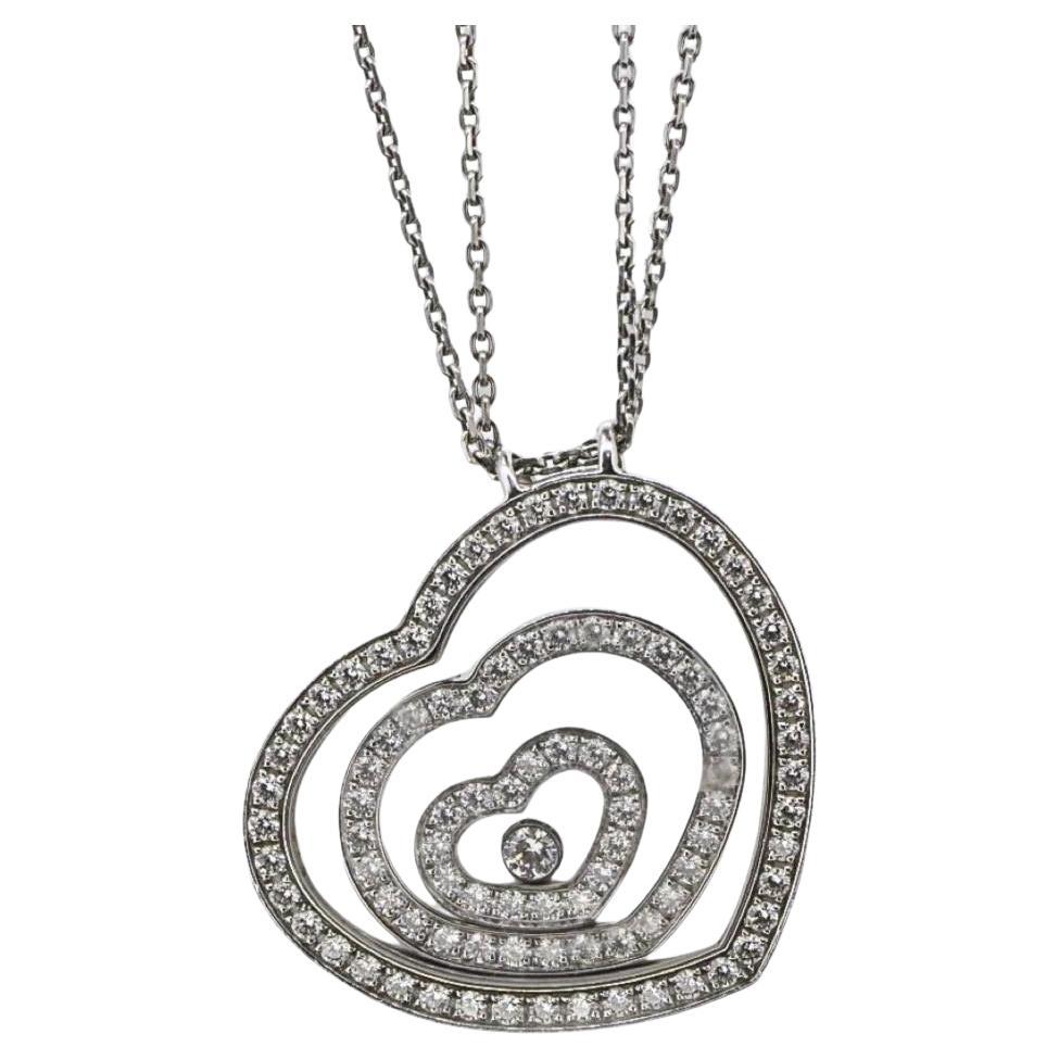 Chopard Happy Spirit Heart Pendant Necklace 18k White Gold For Sale