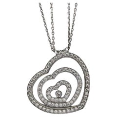 Chopard Happy Spirit Heart Pendant Necklace 18k White Gold