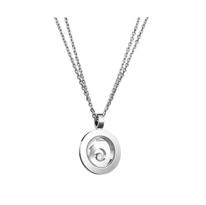 Chopard HAPPY SPIRIT PENDANT with 18-carat white gold and diamond.
CHAIN LENGTH: 42.00 cm
MATERIAL: 18-carat white gold
MOBILE DIAMOND(S): Yes
WHITE DIAMOND CARAT: 0.10cts
GEM-SETTING: with gems
795405-1001