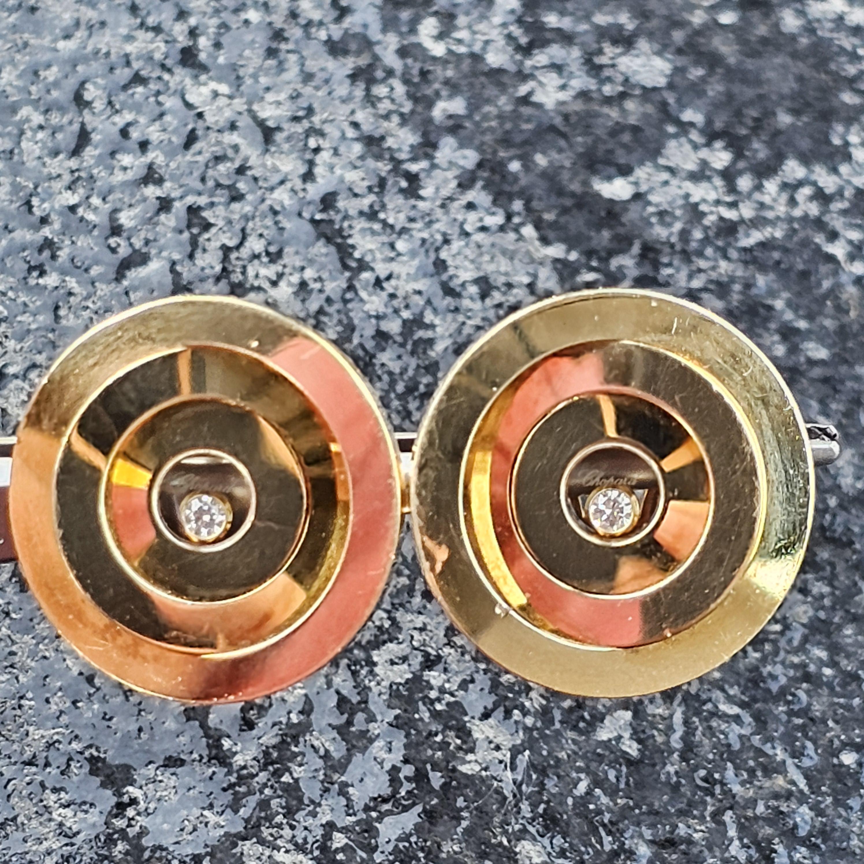 Chopard Happy Spirit Range 3 Cirlces Diamond Earrings 18k Yellow gold 22.3g en Bueno estado para la venta en Northbrook, IL