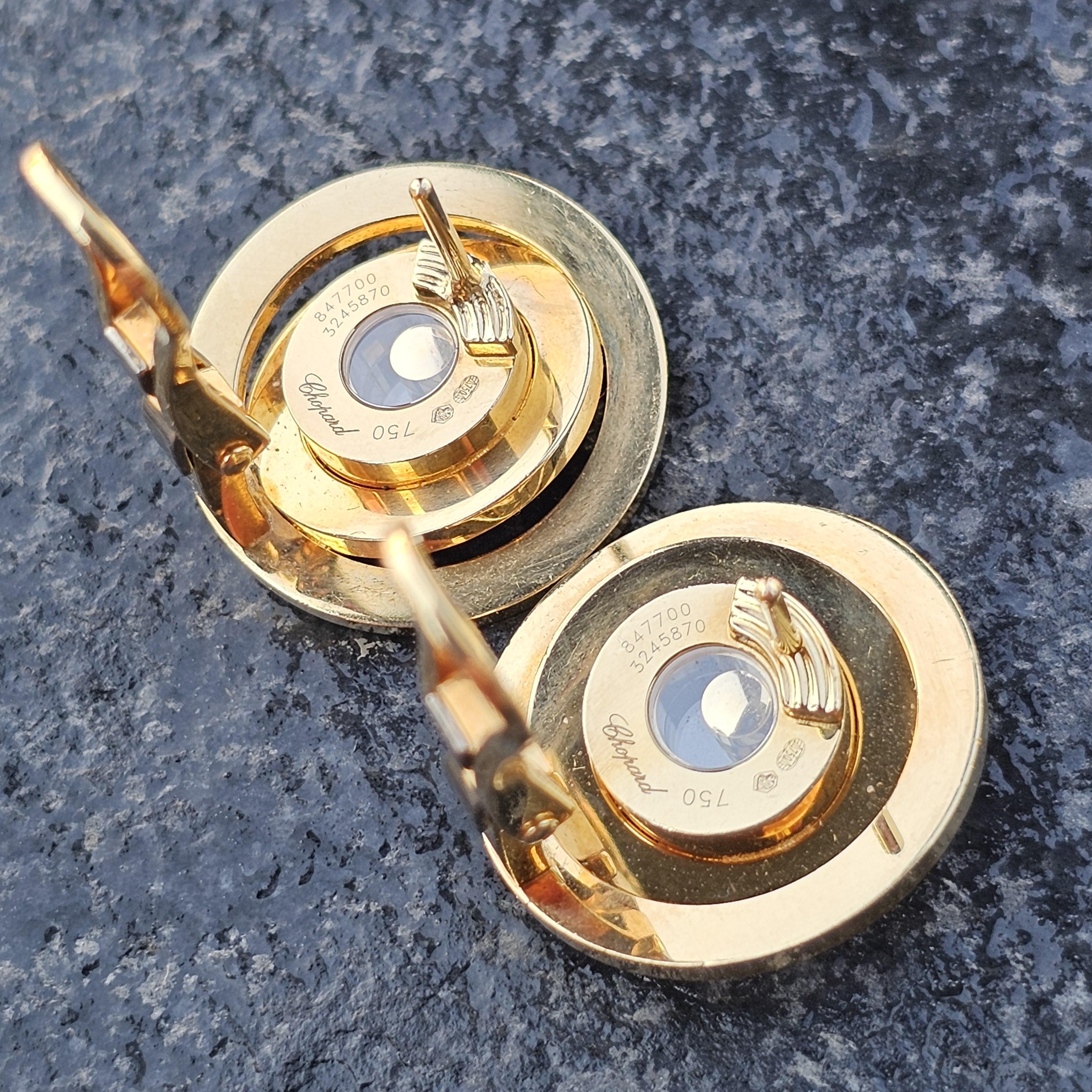 Chopard Happy Spirit Range 3 Cirlces Diamond Earrings 18k Yellow gold 22.3g en venta 2