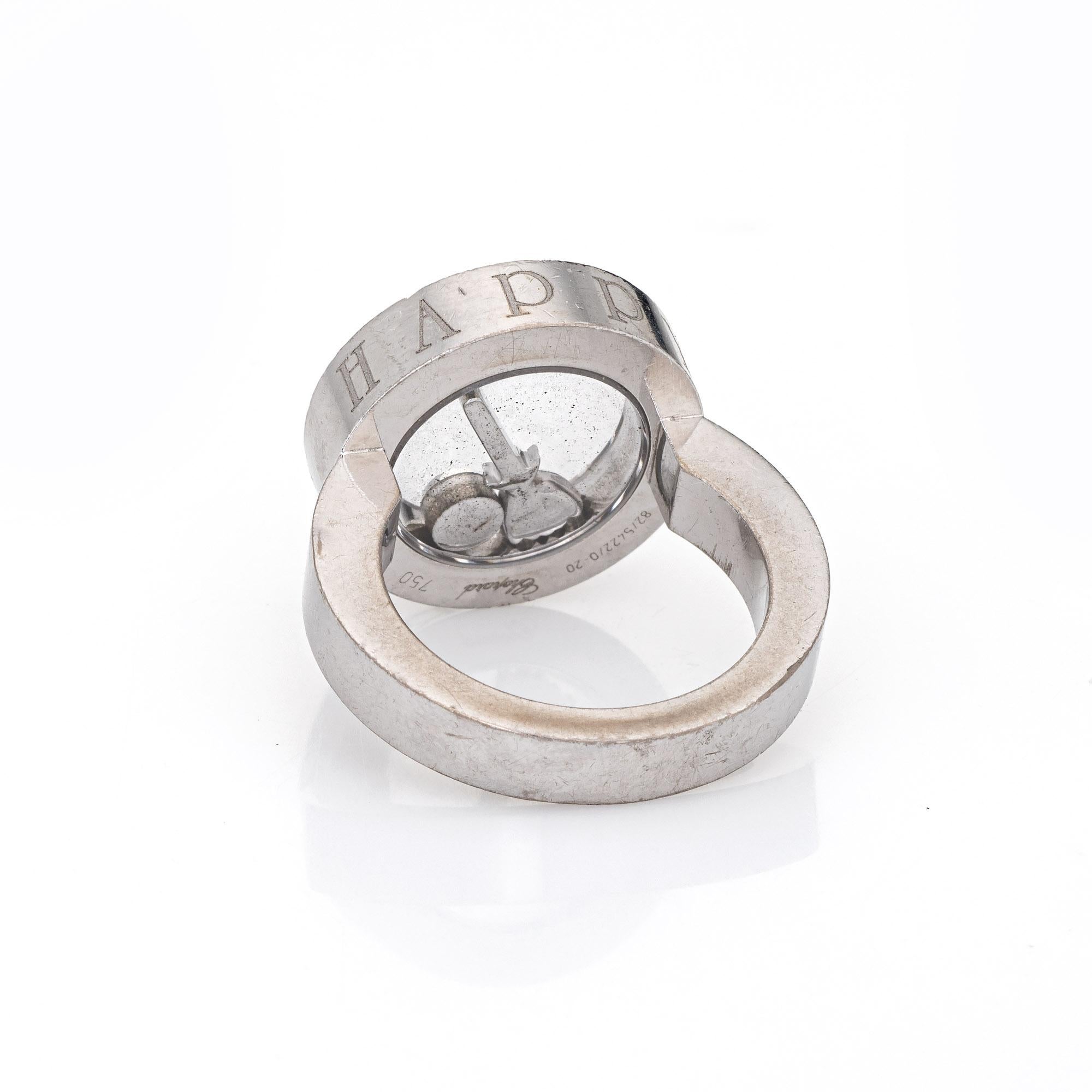 Round Cut Chopard Happy Spirit Ring Floating Diamond Estate 18k White Gold Sz 6 Jewelry For Sale