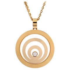 Chopard Happy Spirit Triple Circle Pendant Necklace 18K Yellow Gold with Diamond