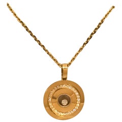 Chopard Happy Spirit Yellow Gold and Diamond Round Circle Pendant / Necklace