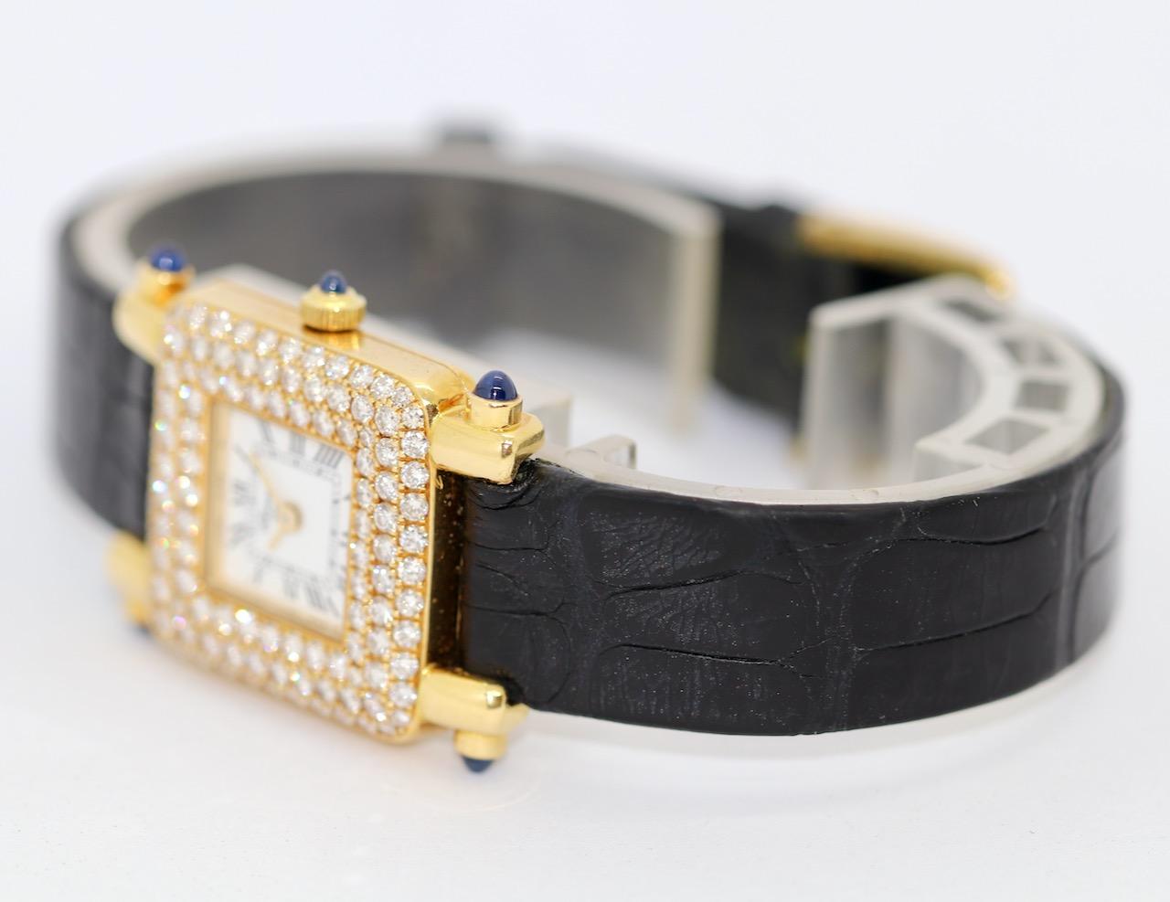 Women's Chopard Happy Sport 18 Karat Gold Diamond and Sapphire Ladies Watch Ref. 419-1 For Sale