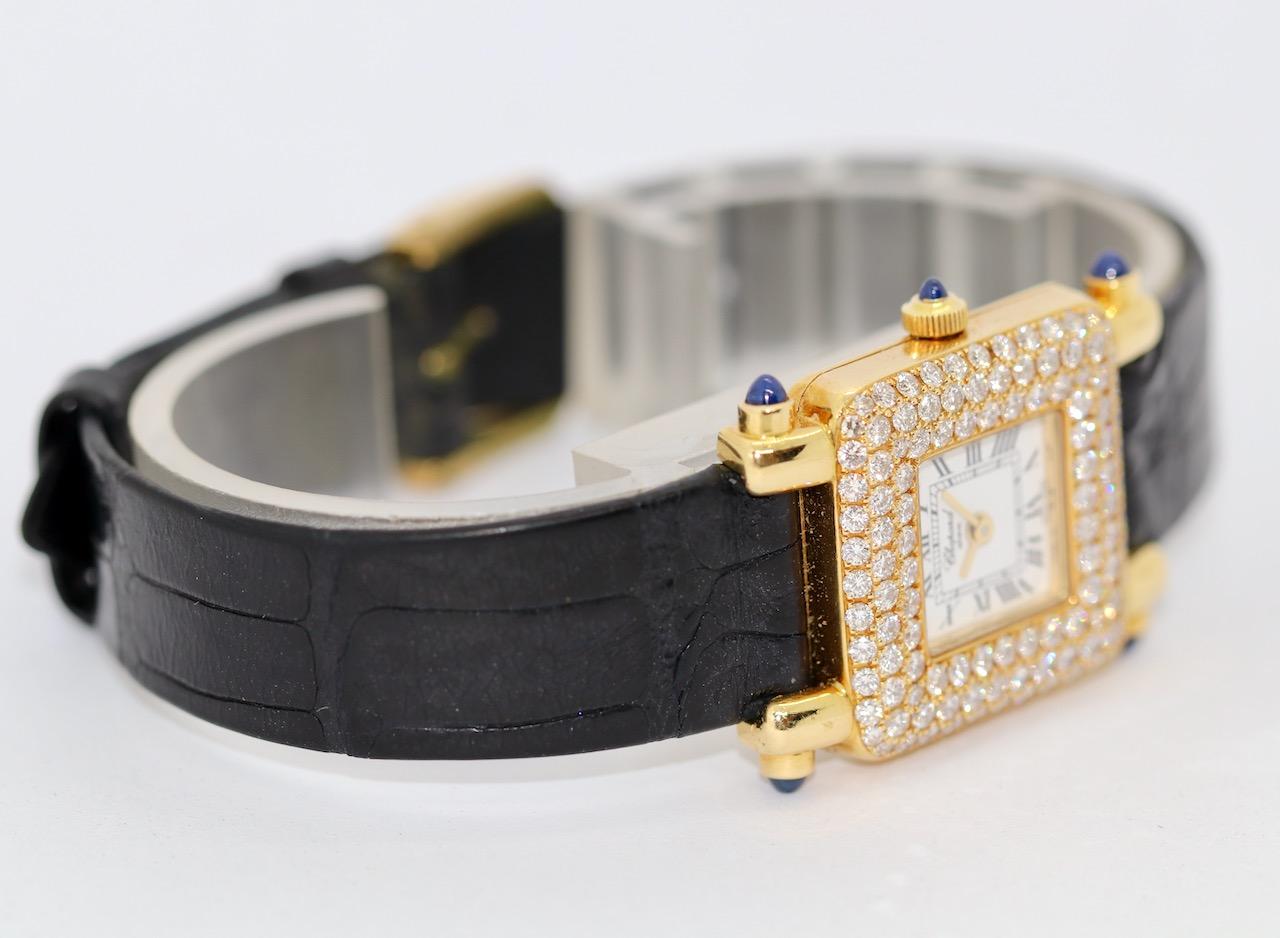 Chopard Happy Sport 18 Karat Gold Diamond and Sapphire Ladies Watch Ref. 419-1 For Sale 1