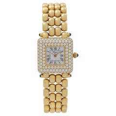 Chopard Happy Sport: 18 Karat Gelbgold Damenuhr mit weißem Zifferblatt und Diamanten 10/6115-23