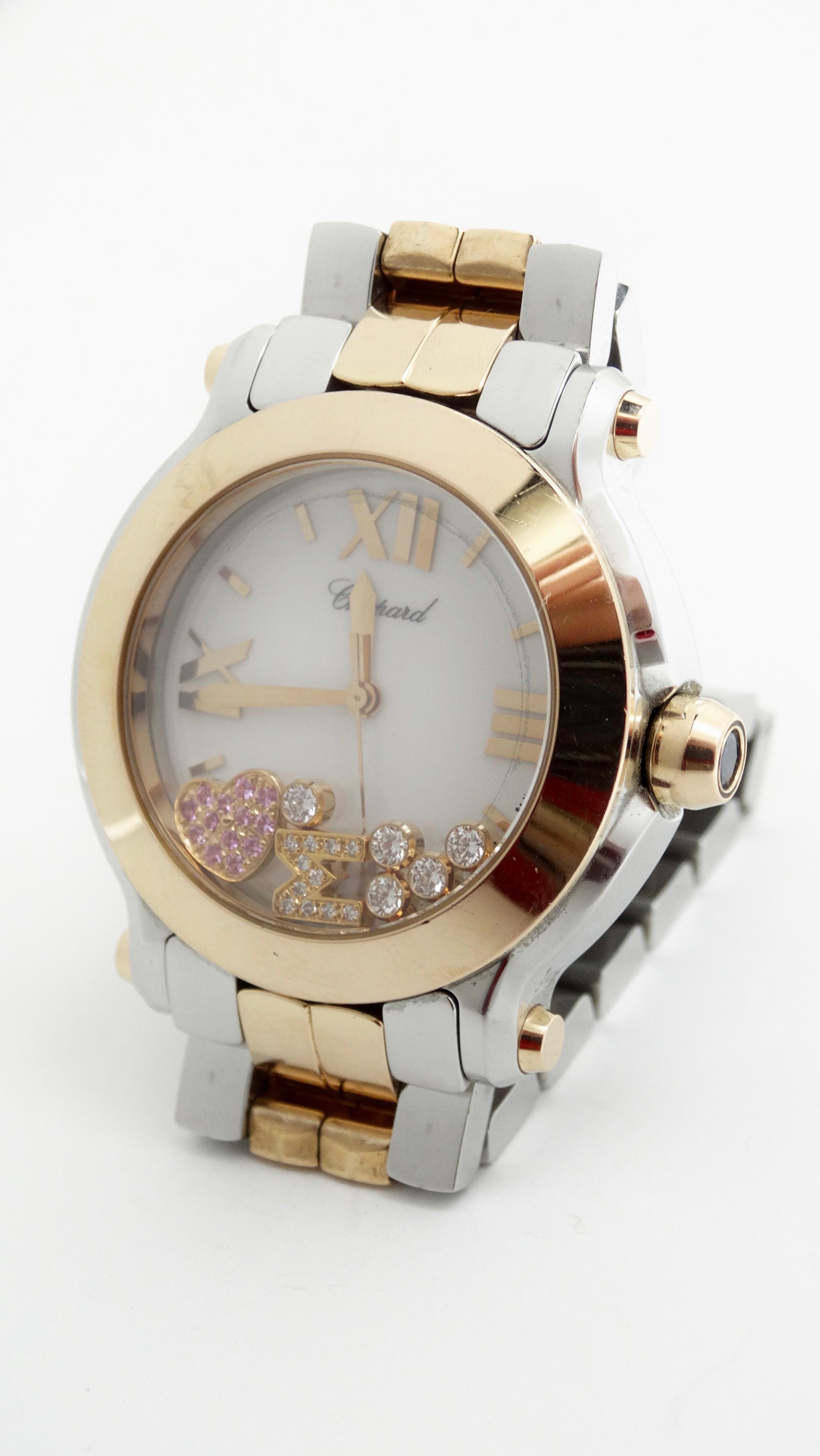 Chopard Happy Diamond Sport 18kt Rose Gold & Stainless Steel Watch For Sale 5