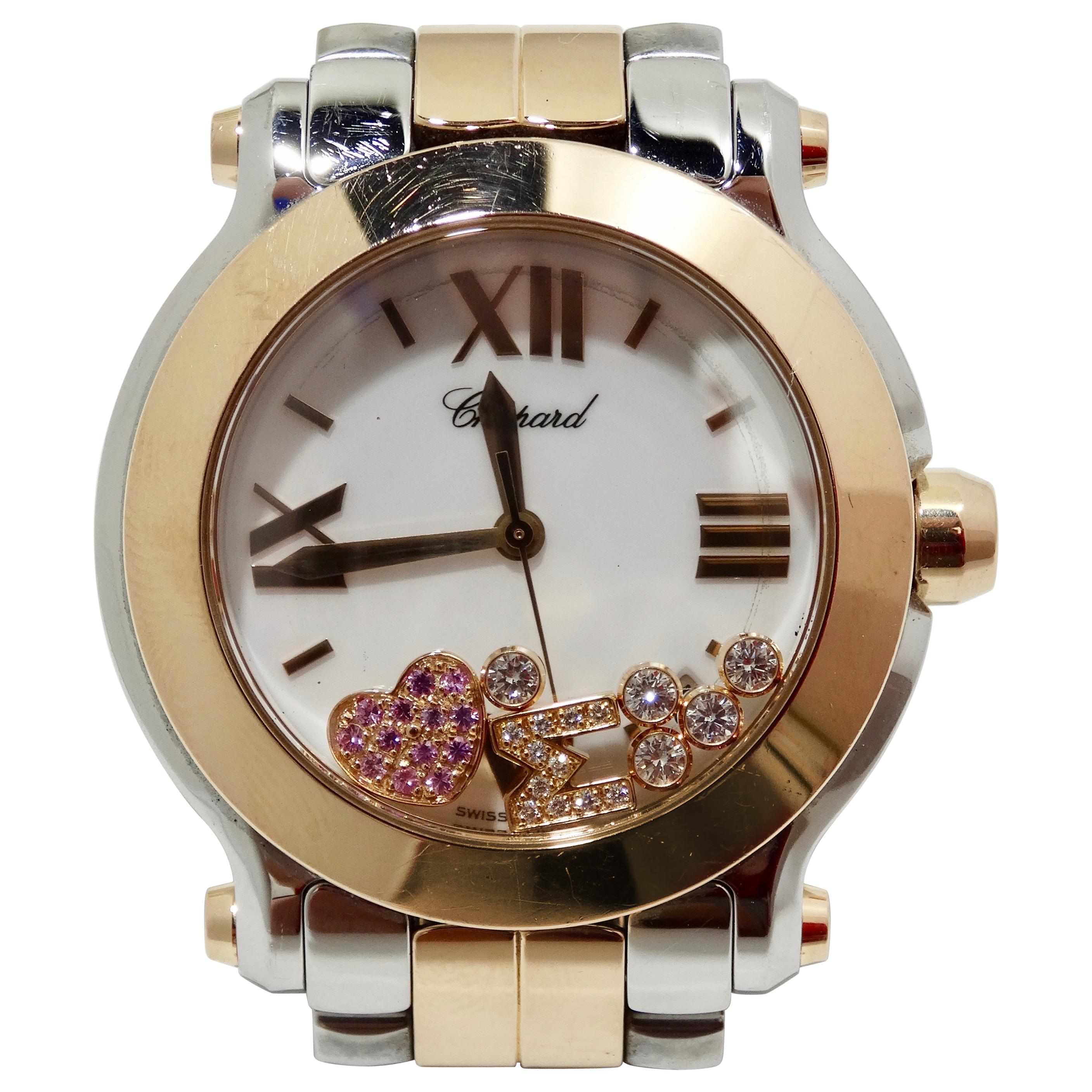 Chopard Happy Diamond Sport 18kt Rose Gold & Stainless Steel Watch 