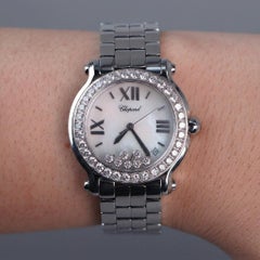 Reloj Chopard Happy Sport de acero inoxidable con nácar y diamantes de 2 quilates