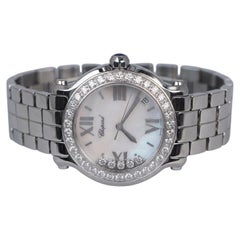 Reloj Chopard Happy Sport de acero inoxidable con nácar y diamantes de 2 quilates