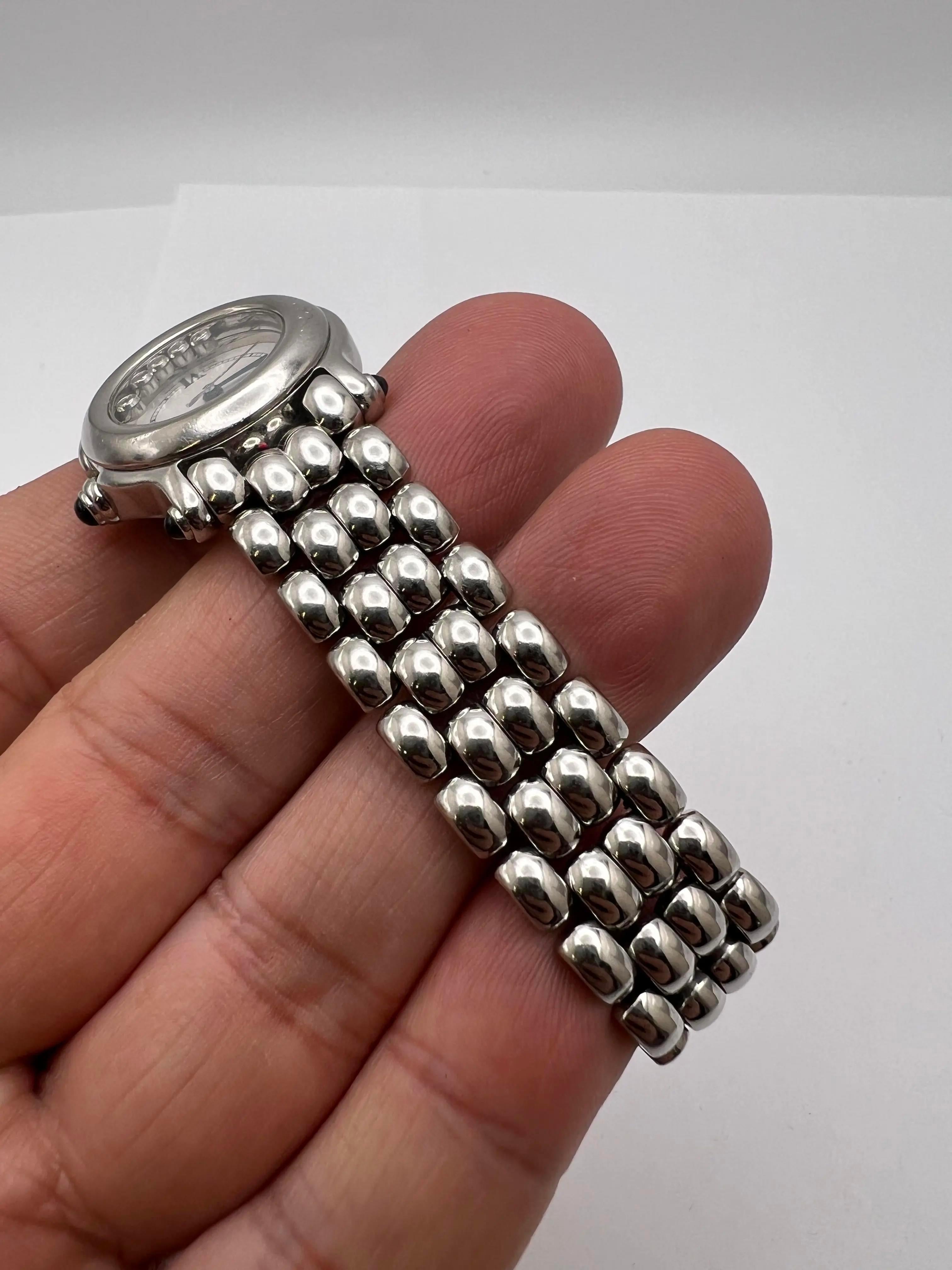 Chopard Happy Sport 26mm 5 Diamanti Galleggianti Quadrante Romano Bianco 27/8250-23 8245 in vendita 5